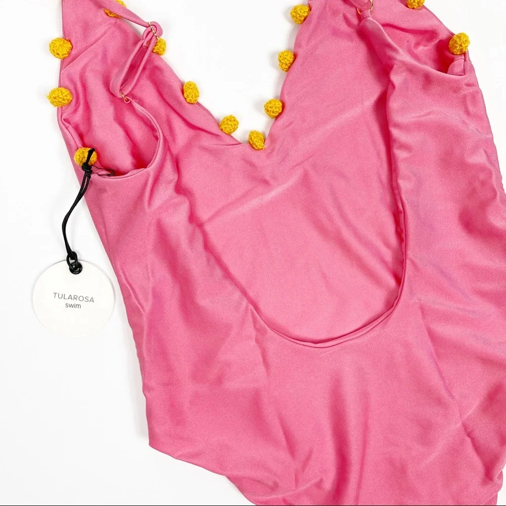 Tularosa Revolve‎ Pom Pom Pink Yellow One Piece Swimsuit Medium